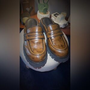 Brown and Black Chunky Loafers with Strap Detail